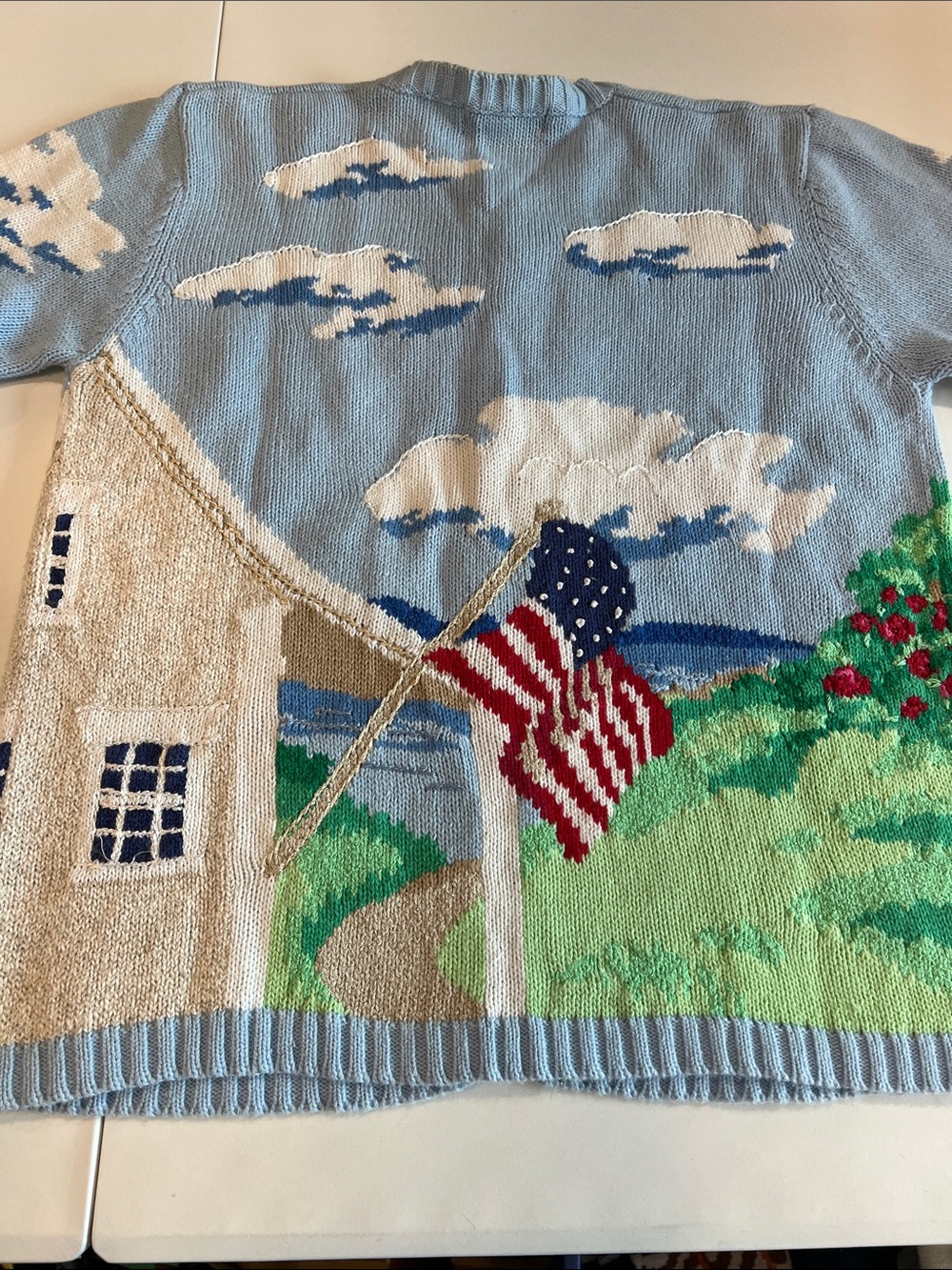 Northern Isle - small petite, Nautical Lighthouse Cardigan - Light Blue - Picture 2 of 8